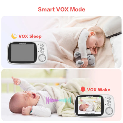 Babyphone VB603 com Vídeo, Ligação Sem Fios 2.4G, Ecrã LCD de 3.2 Polegadas, Áudio Bidirecional, Visão Noturna e Câmara de Segurança para Babysitters.