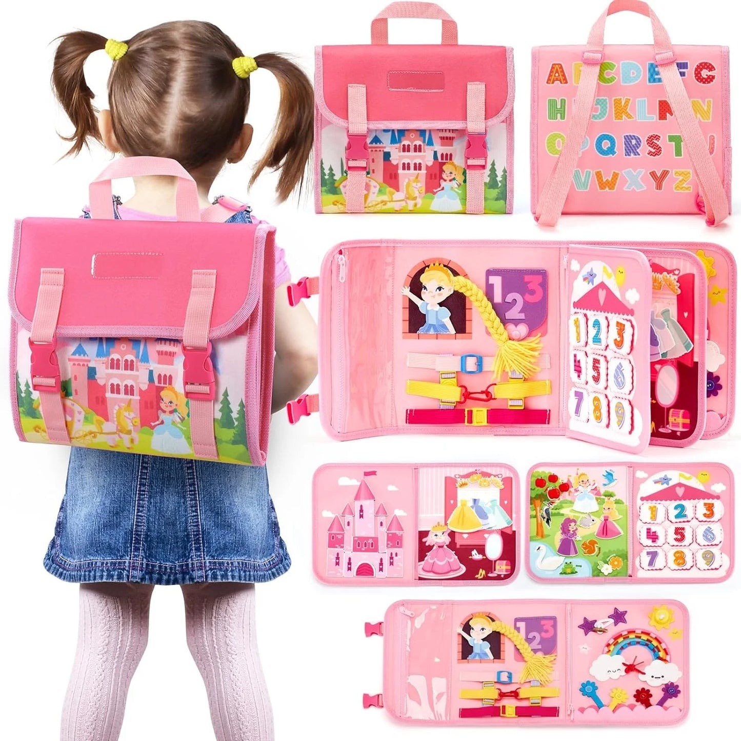 Montessori Busy Board Backpack for Kids Learning