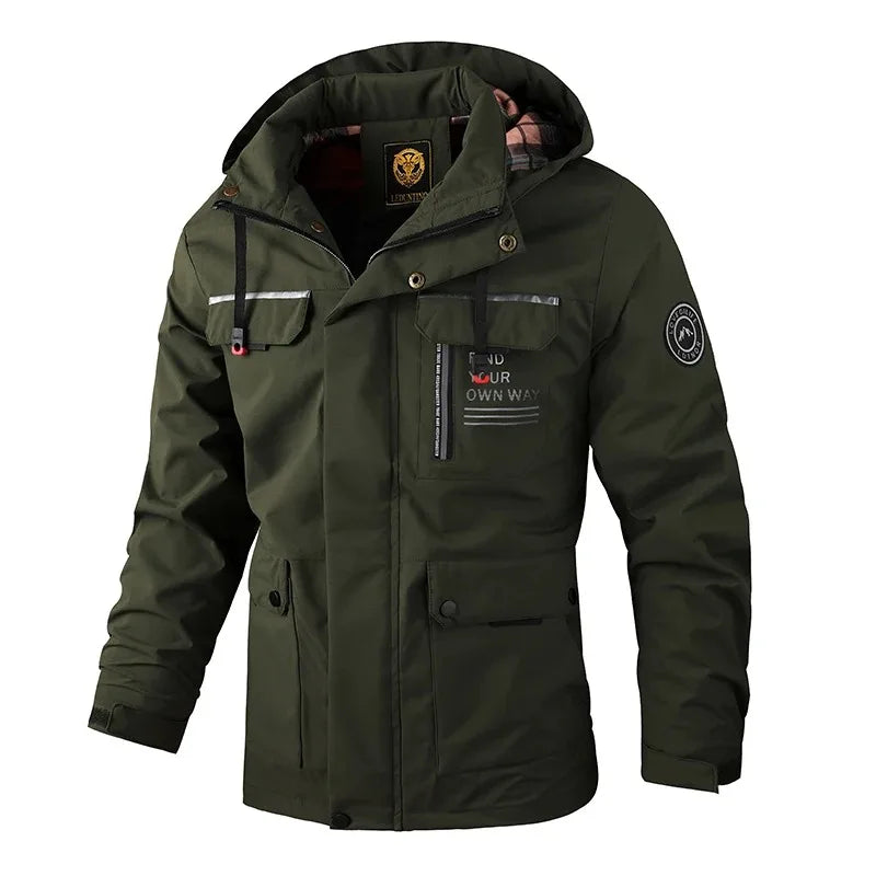 Men’s Waterproof Winter Jacket with Hood and Warm Lining