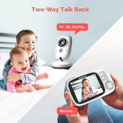 Babyphone VB603 com Vídeo, Ligação Sem Fios 2.4G, Ecrã LCD de 3.2 Polegadas, Áudio Bidirecional, Visão Noturna e Câmara de Segurança para Babysitters.