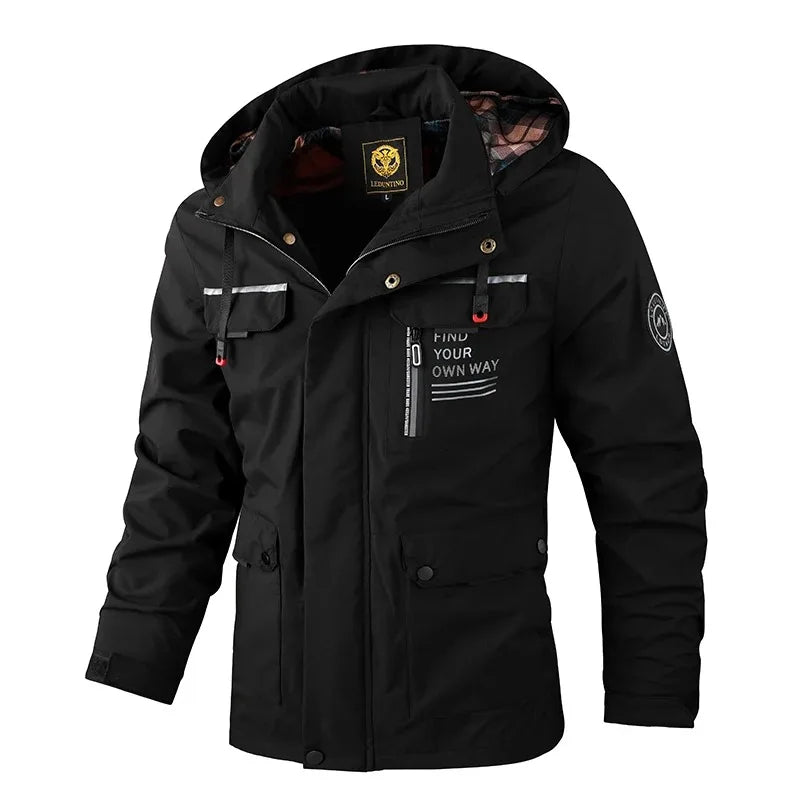 Men’s Waterproof Winter Jacket with Hood and Warm Lining