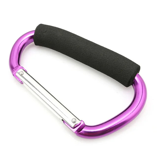 Mosquetón grande para cochecito, organizador de ganchos de aluminio con anilla en D y cierre de resorte, llavero con clip y asa para colgar bolsos y bolsas de compras.