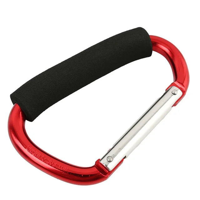 Mosquetón grande para cochecito, organizador de ganchos de aluminio con anilla en D y cierre de resorte, llavero con clip y asa para colgar bolsos y bolsas de compras.