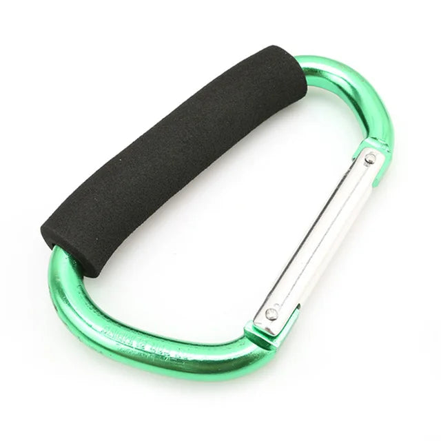 Mosquetón grande para cochecito, organizador de ganchos de aluminio con anilla en D y cierre de resorte, llavero con clip y asa para colgar bolsos y bolsas de compras.