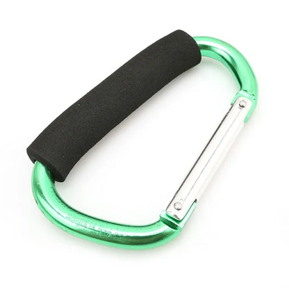 Mosquetón grande para cochecito, organizador de ganchos de aluminio con anilla en D y cierre de resorte, llavero con clip y asa para colgar bolsos y bolsas de compras.